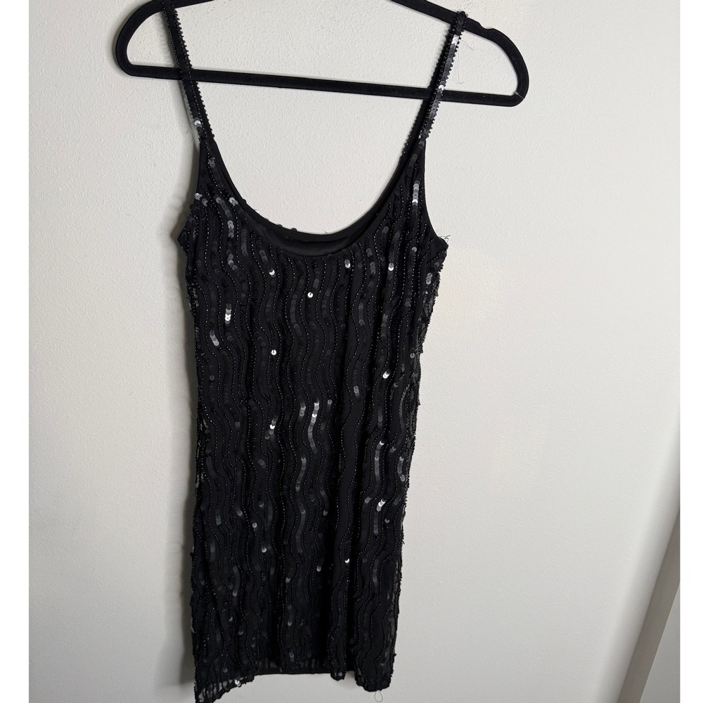 Mac Duggal Women's 4 Sequin Sleeveless Black Mini Dress Party Cocktail Dance‎